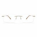 Gold-rimmed eyeglasses on a white background