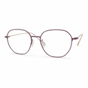 Round eyeglasses with a pink and gold frame on a white background