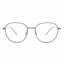 Pair of pink and gold round eyeglasses on a white background