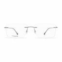Pair of silver eyeglasses on a white background