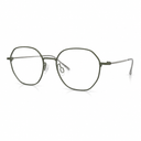 Round green eyeglasses on a white background
