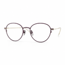 Round purple eyeglasses on a white background