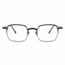 Silver navy framed eyeglasses on a white background