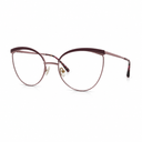 Pair of cat-eye glasses with a rose gold frame on a white background