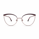 Cat-eye glasses with a rose gold frame on a white background