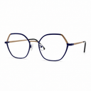 Eyeglasses with a blue frame on a white background