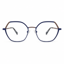 Blue eyeglasses on a white background