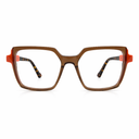 Brown and orange eyeglasses 