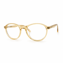 Orange acetate eyeglasses on a white background