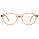 Pink orange eyeglasses on a white background