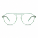 Green eyeglasses on a white background