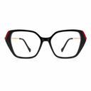 Black eyeglasses with red accents
