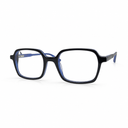 Black and blue eyeglasses on a white background