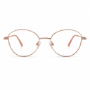 Rose gold round eyeglasses on a white background
