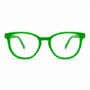 Green cat-eye glasses on a white background