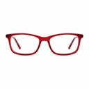Red eyeglasses on a white background