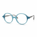 Round blue eyeglasses on a white background