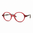 Round pink eyeglasses on a white background