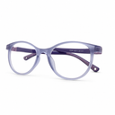 Purple round eyeglasses on a white background