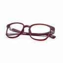 Red round eyeglasses on a white background