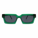 Green sunglasses with dark lenses on a white background