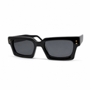 Black sunglasses with a white background