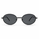 Round black sunglasses on a white background
