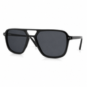 Black aviator sunglasses with dark lenses on a white background