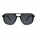 Black sunglasses with dark lenses on a white background