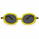 Yellow sunglasses with dark lenses on a white background