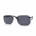 Sunglasses with dark lenses and thin frame on a white background