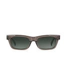 Gray rectangle sunglasses with green lenses 