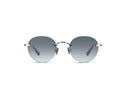 Round sunglasses with gradient gray lenses on a white background
