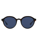 Round turtoise sunglasses with dark lenses on a white background