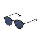 Round sunglasses with dark lenses on a white background