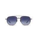 Gun sunglasses with blue gradient lenses on a white background