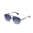 Sunglasses with blue gradient lenses on a white background