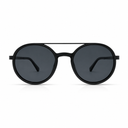 Round sunglasses with dark lenses on a white background
