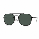 Sunglasses with dark lenses and thin metal frame on a white background