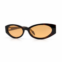 Sunglasses with tortoise frame and orange lenses on a white background