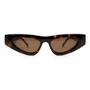 Sunglasses with tortoise frame and brown lenses on a white background