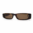 Sunglasses with tortoiseshell frame and brown lenses on a white background