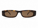Sunglasses with tortoise frame and brown lenses on a white background