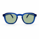 Sunglasses with green lenses on a white background