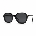 Black clip-on sunglasses on a white background