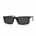 Rectangular black glasses with dark lenses on a white background