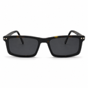 Glasses with a tortoise frame and dark lenses on a white background