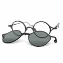 Black sunglasses with round lenses on a white background