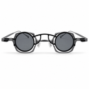 Silver round glasses on a white background