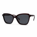 Glasses with dark lenses and brown frame on a white background
